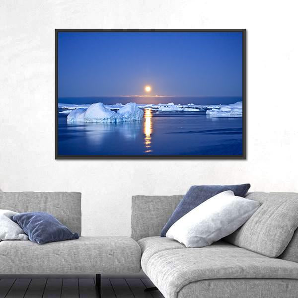 Summer Night In Antarctica Canvas Wall Art-3 Horizontal-Gallery Wrap-25" x 16"-Tiaracle