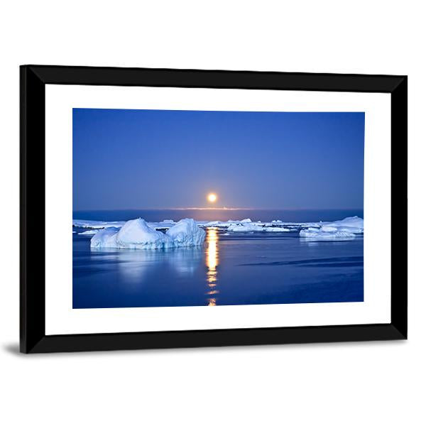 Summer Night In Antarctica Canvas Wall Art-3 Horizontal-Gallery Wrap-25" x 16"-Tiaracle