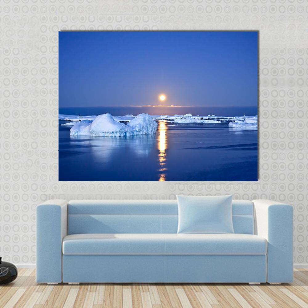 Summer Night In Antarctica Canvas Wall Art-1 Piece-Gallery Wrap-48" x 32"-Tiaracle