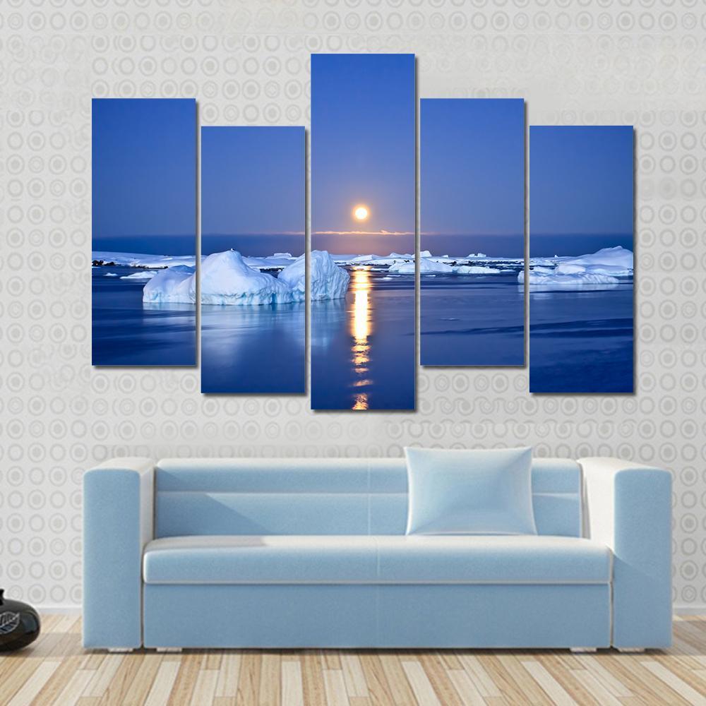 Summer Night In Antarctica Canvas Wall Art-5 Pop-Gallery Wrap-47" x 32"-Tiaracle