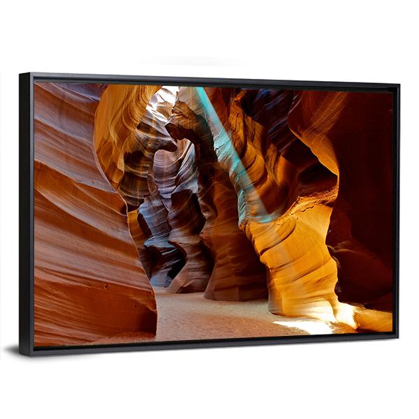 Sun Light In Canyon Canvas Wall Art-3 Horizontal-Gallery Wrap-25" x 16"-Tiaracle