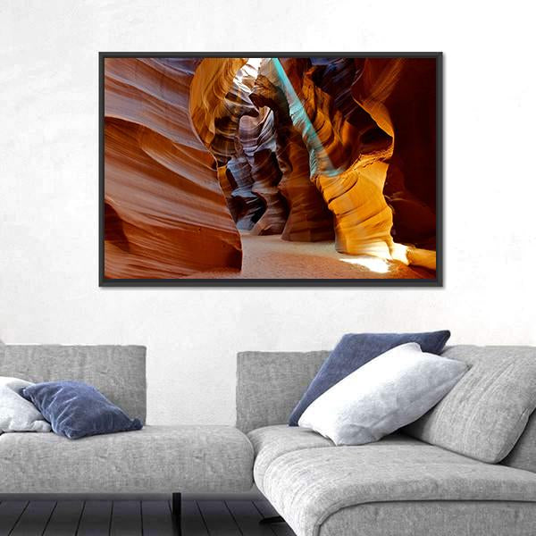 Sun Light In Canyon Canvas Wall Art-3 Horizontal-Gallery Wrap-25" x 16"-Tiaracle