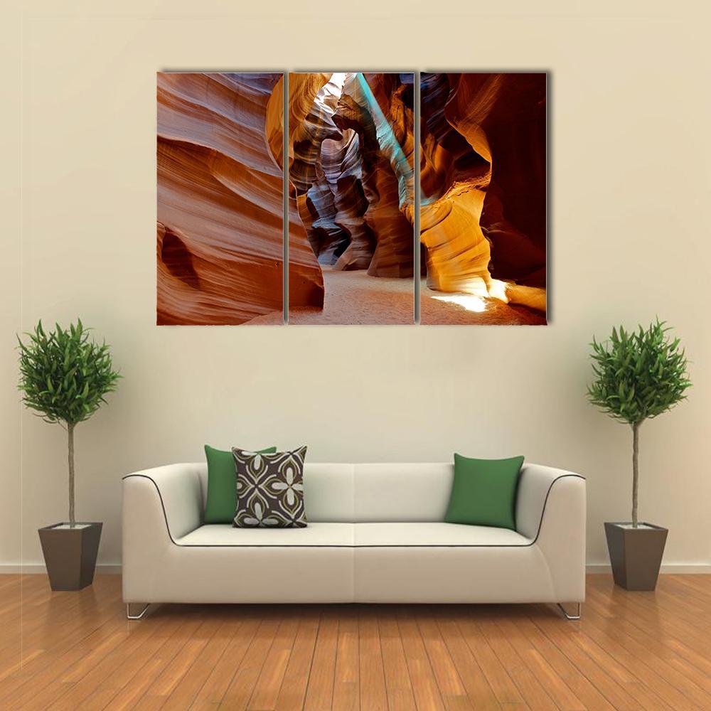 Sun Light In Canyon Canvas Wall Art-3 Horizontal-Gallery Wrap-37" x 24"-Tiaracle