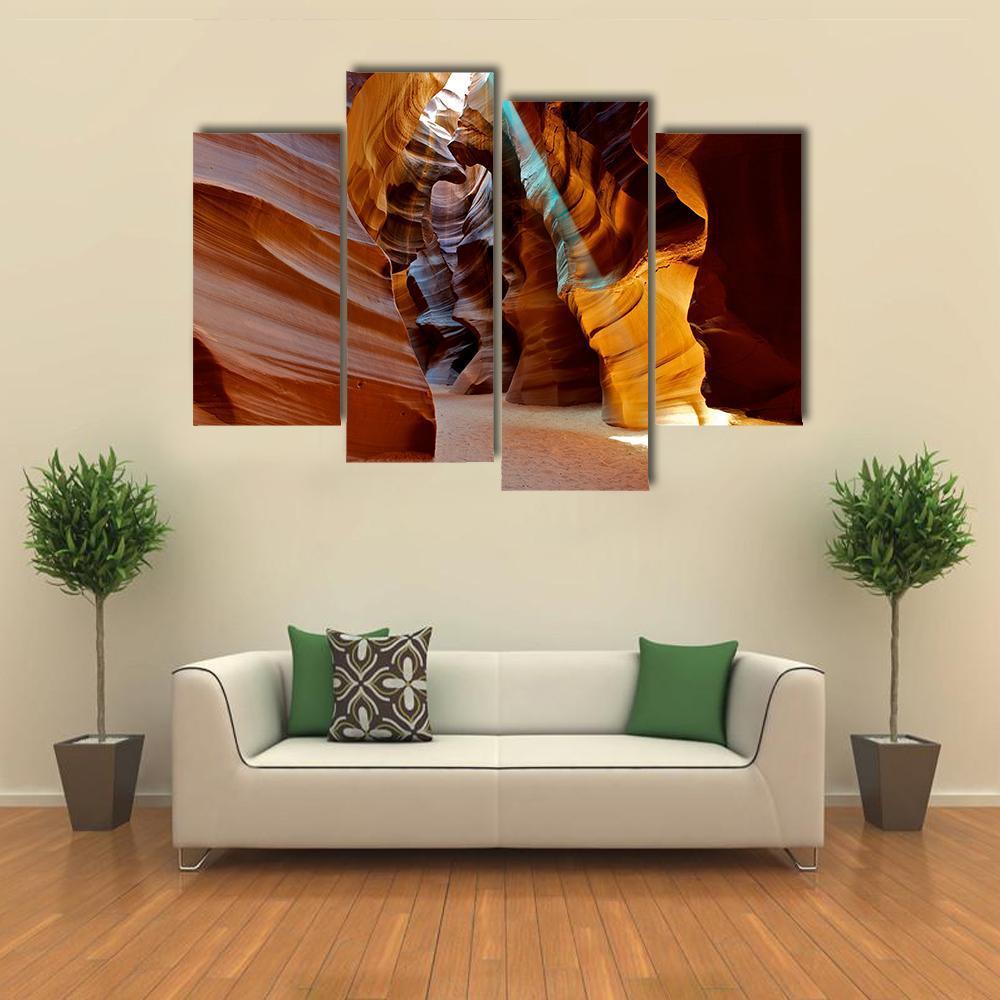 Sun Light In Canyon Canvas Wall Art-4 Pop-Gallery Wrap-50" x 32"-Tiaracle