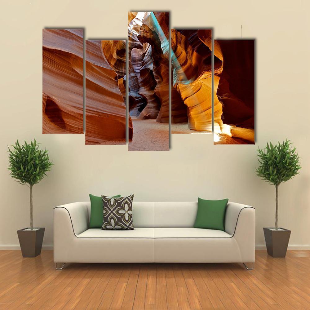 Sun Light In Canyon Canvas Wall Art-5 Pop-Gallery Wrap-47" x 32"-Tiaracle