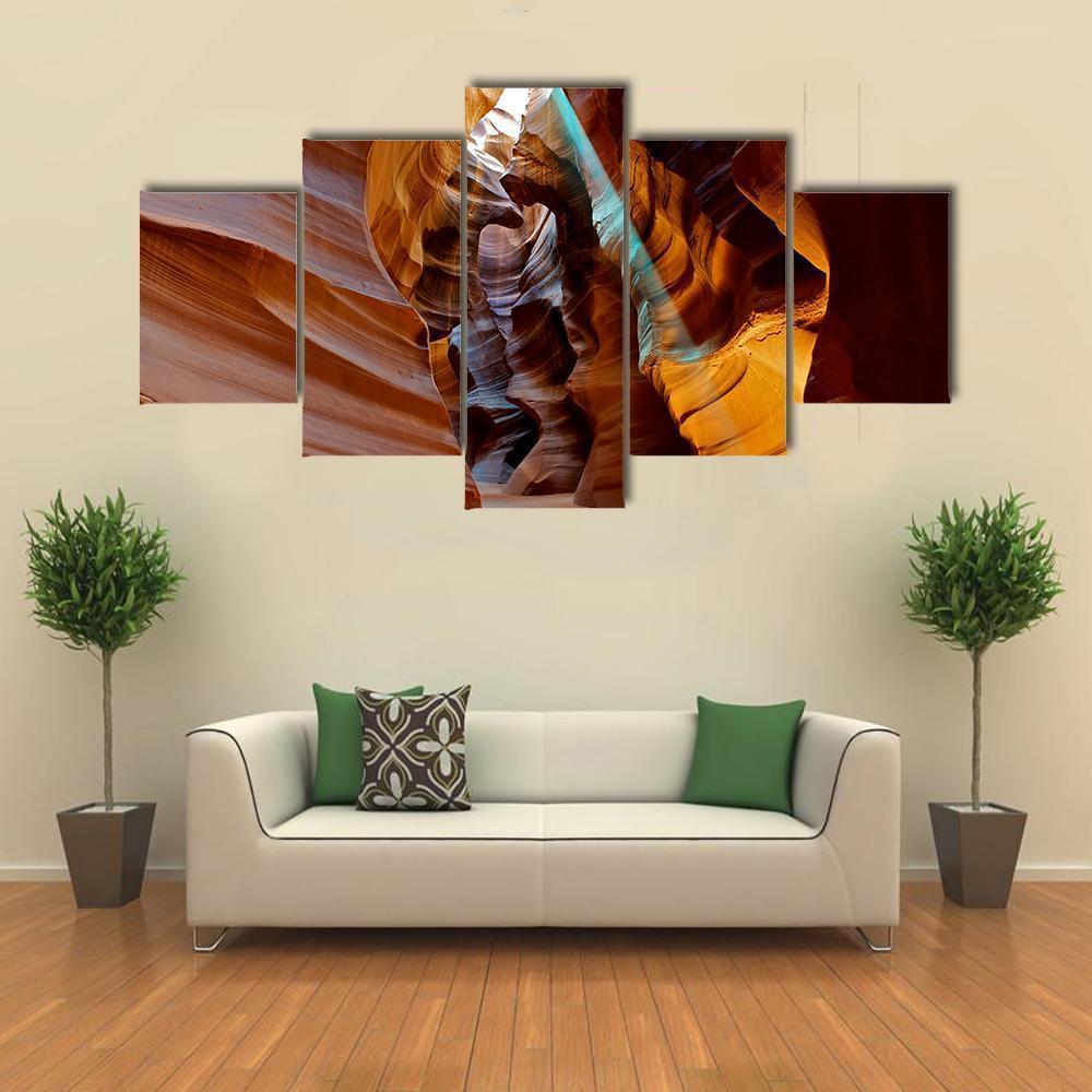 Sun Light In Canyon Canvas Wall Art-5 Star-Gallery Wrap-62" x 32"-Tiaracle