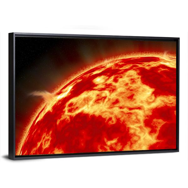 Sun With Solar Flares Canvas Wall Art-3 Horizontal-Gallery Wrap-25" x 16"-Tiaracle