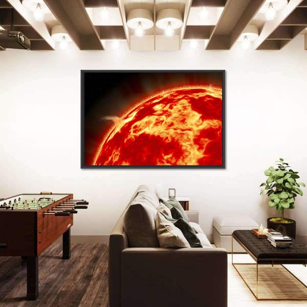 Sun With Solar Flares Canvas Wall Art-3 Horizontal-Gallery Wrap-25" x 16"-Tiaracle