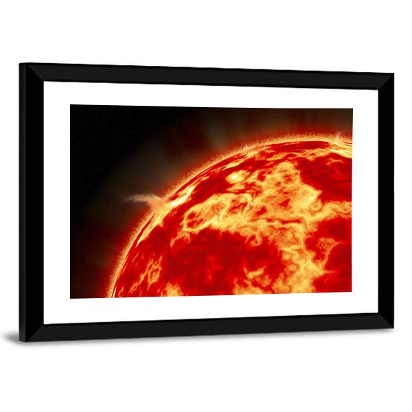 Sun With Solar Flares Canvas Wall Art-3 Horizontal-Gallery Wrap-25" x 16"-Tiaracle