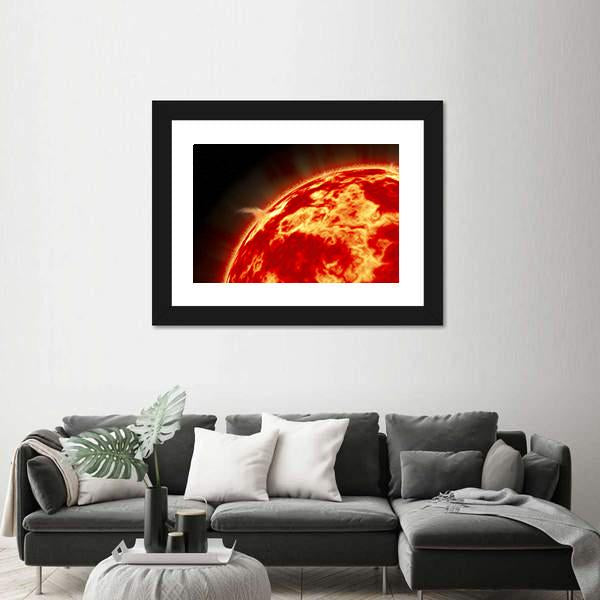 Sun With Solar Flares Canvas Wall Art-3 Horizontal-Gallery Wrap-25" x 16"-Tiaracle
