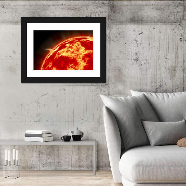 Sun With Solar Flares Canvas Wall Art-3 Horizontal-Gallery Wrap-25" x 16"-Tiaracle