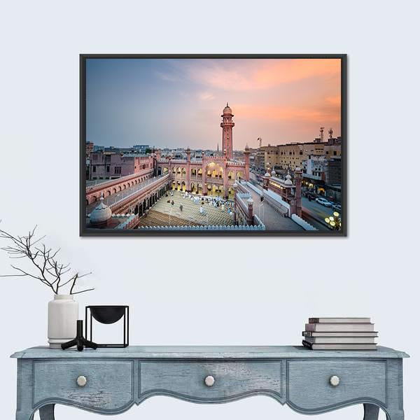 Sunehri Masjid Peshawar Pakistan Canvas Wall Art-1 Piece-Floating Frame-24" x 16"-Tiaracle