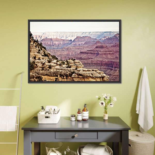 Sunny Day Grand Canyon Canvas Wall Art-1 Piece-Floating Frame-24" x 16"-Tiaracle