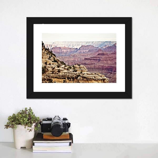 Sunny Day Grand Canyon Canvas Wall Art-1 Piece-Framed Print-20" x 16"-Tiaracle