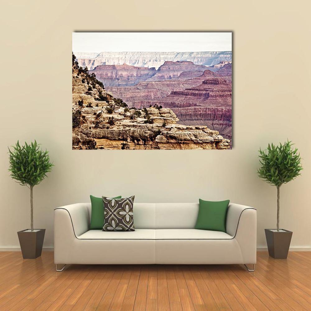 Sunny Day Grand Canyon Canvas Wall Art-1 Piece-Gallery Wrap-48" x 32"-Tiaracle