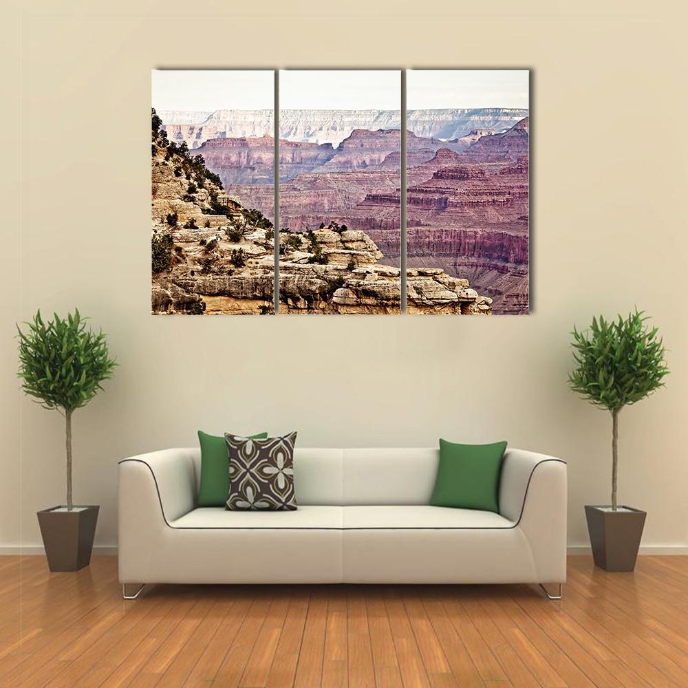 Sunny Day Grand Canyon Canvas Wall Art-3 Horizontal-Gallery Wrap-37" x 24"-Tiaracle