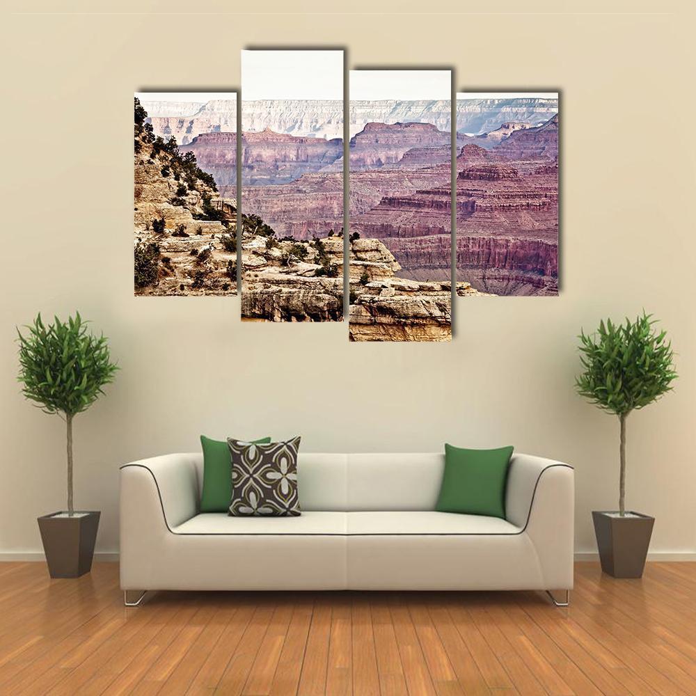 Sunny Day Grand Canyon Canvas Wall Art-4 Pop-Gallery Wrap-50" x 32"-Tiaracle