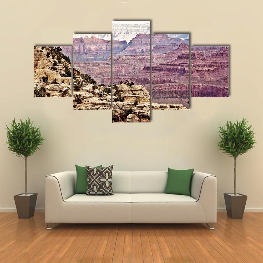 Sunny Day Grand Canyon Canvas Wall Art-5 Star-Gallery Wrap-62" x 32"-Tiaracle