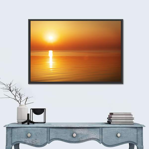 Sunrise In The Sea Canvas Wall Art-1 Piece-Floating Frame-24" x 16"-Tiaracle