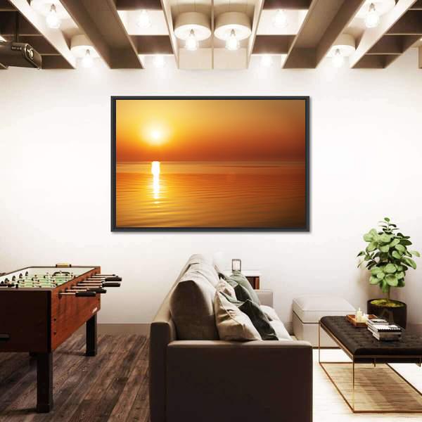 Sunrise In The Sea Canvas Wall Art-3 Horizontal-Gallery Wrap-25" x 16"-Tiaracle