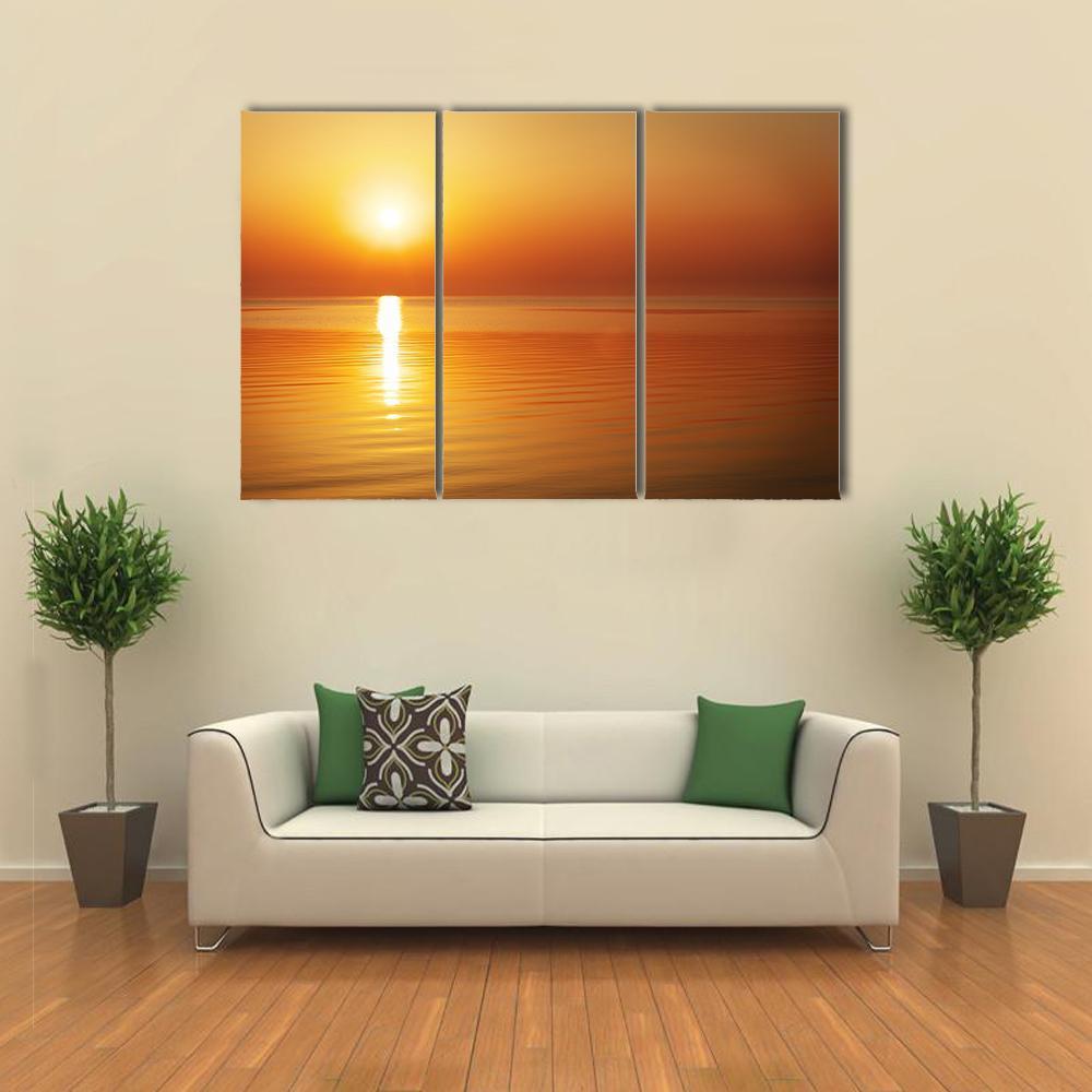 Sunrise In The Sea Canvas Wall Art-3 Horizontal-Gallery Wrap-37" x 24"-Tiaracle