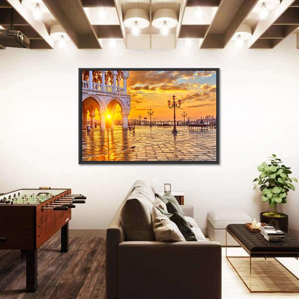 Sunrise In Venice Canvas Wall Art-3 Horizontal-Gallery Wrap-25" x 16"-Tiaracle