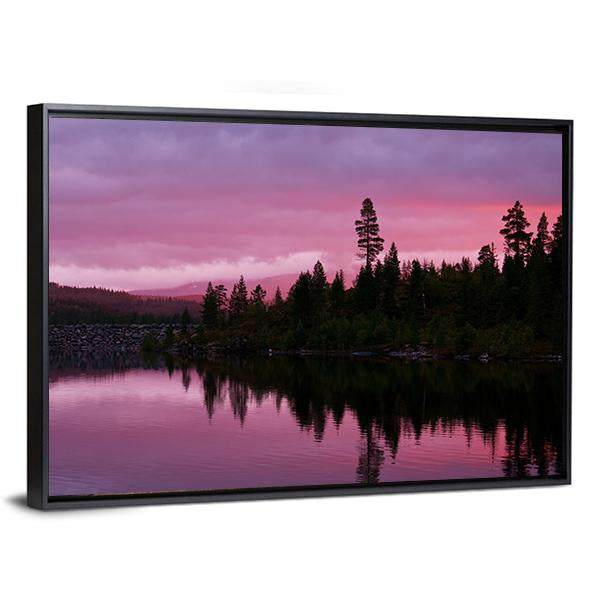 Sunrise Scene On Lake Canvas Wall Art-3 Horizontal-Gallery Wrap-25" x 16"-Tiaracle