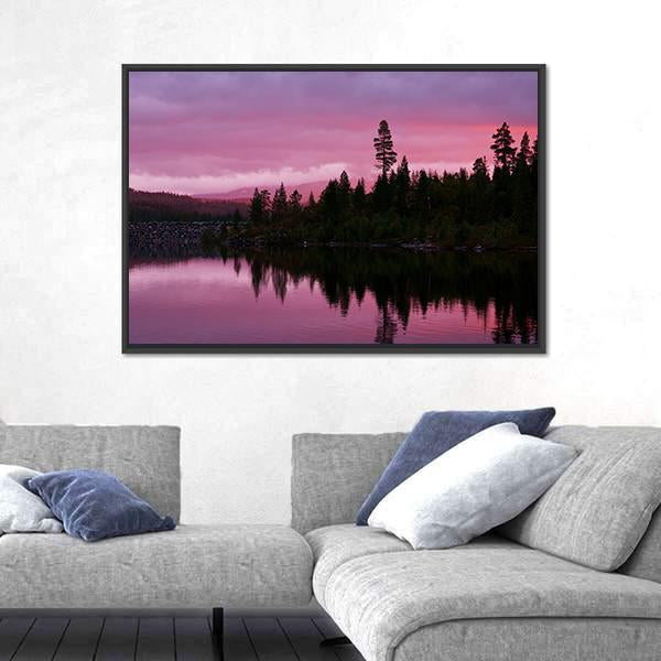 Sunrise Scene On Lake Canvas Wall Art-3 Horizontal-Gallery Wrap-25" x 16"-Tiaracle