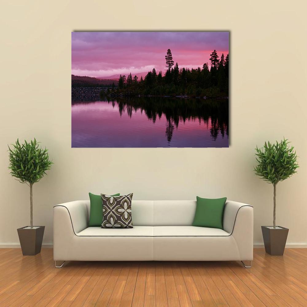 Sunrise Scene On Lake Canvas Wall Art-1 Piece-Gallery Wrap-48" x 32"-Tiaracle