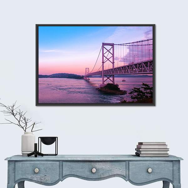 Sunset At Naruto Bridge Canvas Wall Art-1 Piece-Floating Frame-24" x 16"-Tiaracle