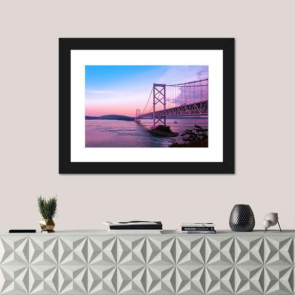Sunset At Naruto Bridge Canvas Wall Art-1 Piece-Framed Print-20" x 16"-Tiaracle