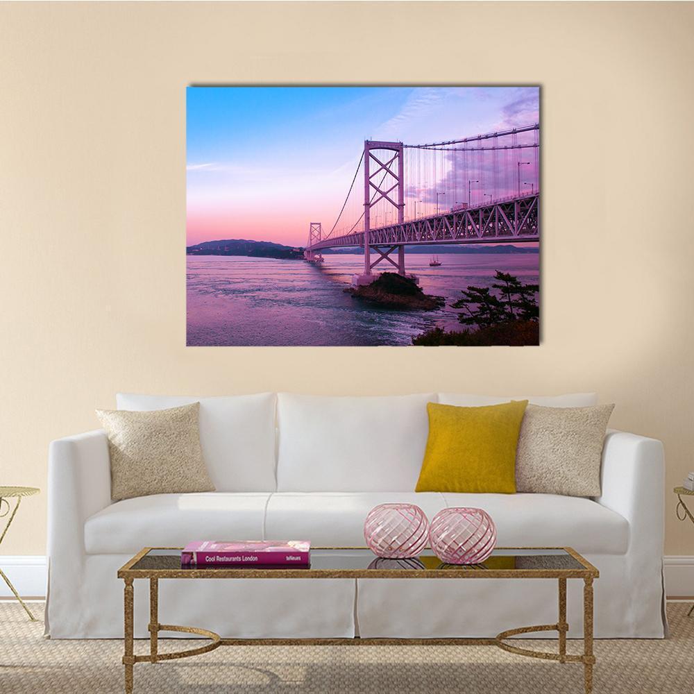 Sunset At Naruto Bridge Canvas Wall Art-1 Piece-Gallery Wrap-48" x 32"-Tiaracle