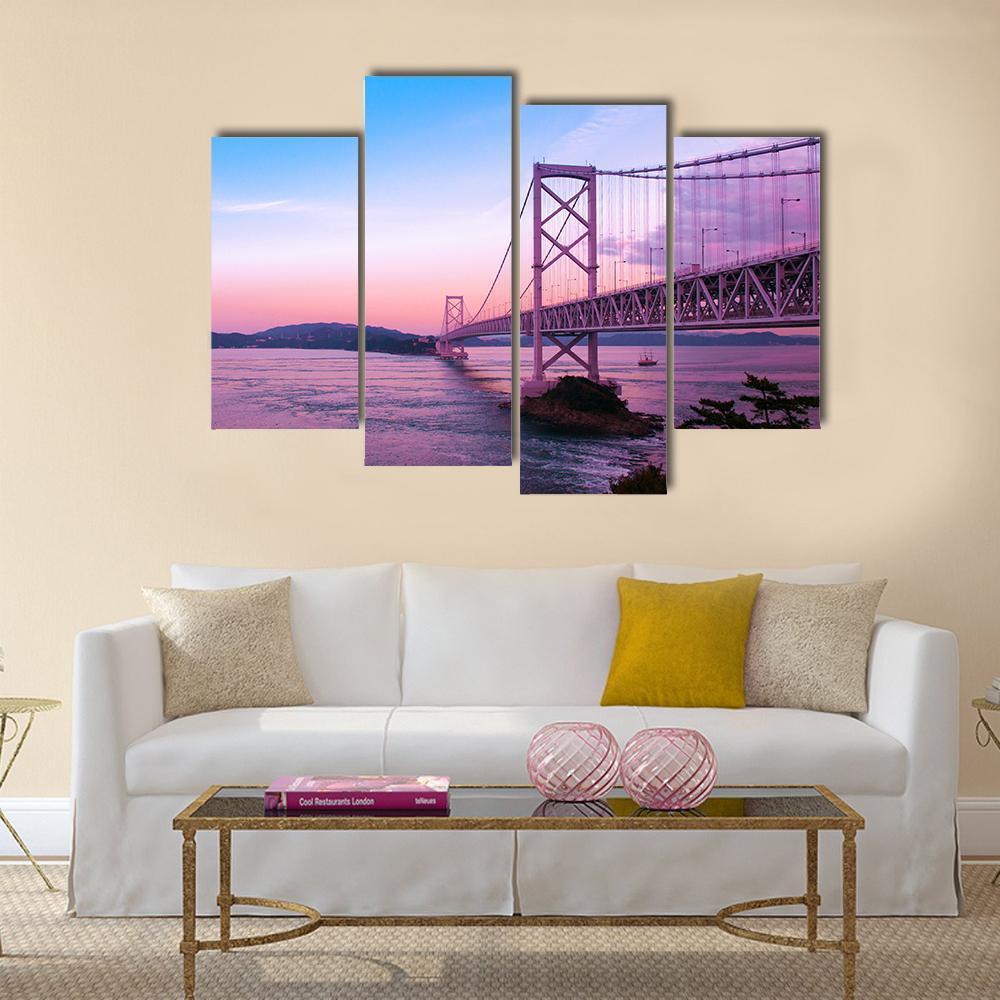 Sunset At Naruto Bridge Canvas Wall Art-4 Pop-Gallery Wrap-50" x 32"-Tiaracle
