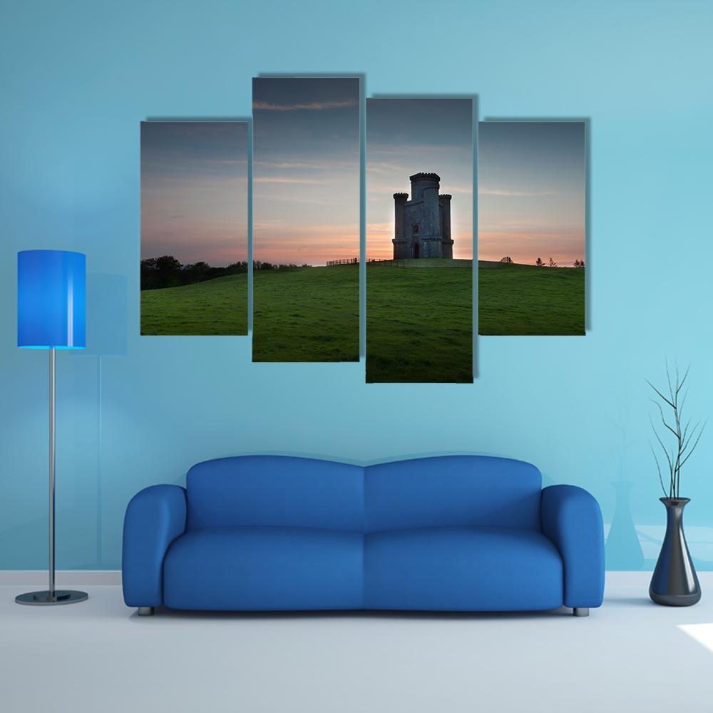 Sunset At Paxton's Tower Canvas Wall Art-4 Pop-Gallery Wrap-50" x 32"-Tiaracle