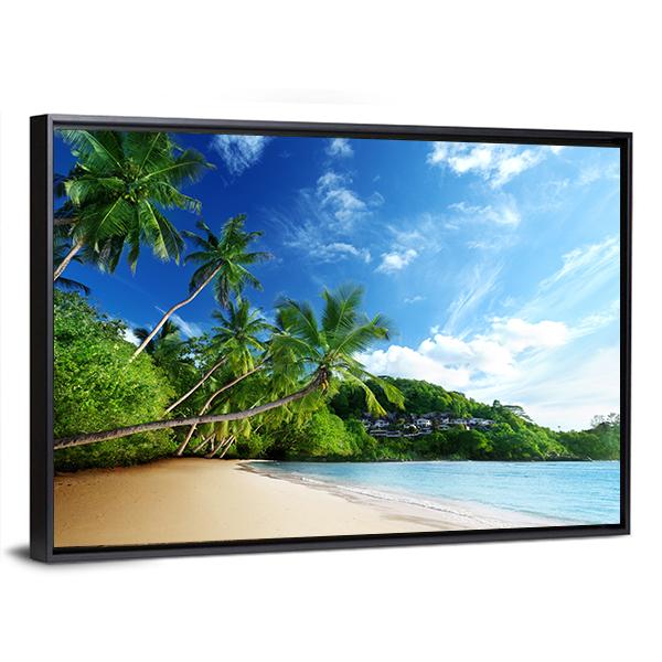 Sunset On Beach Anse Takamaka Canvas Wall Art-3 Horizontal-Gallery Wrap-25" x 16"-Tiaracle