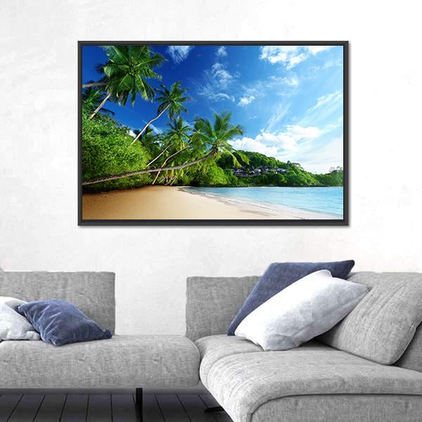 Sunset On Beach Anse Takamaka Canvas Wall Art-3 Horizontal-Gallery Wrap-25" x 16"-Tiaracle