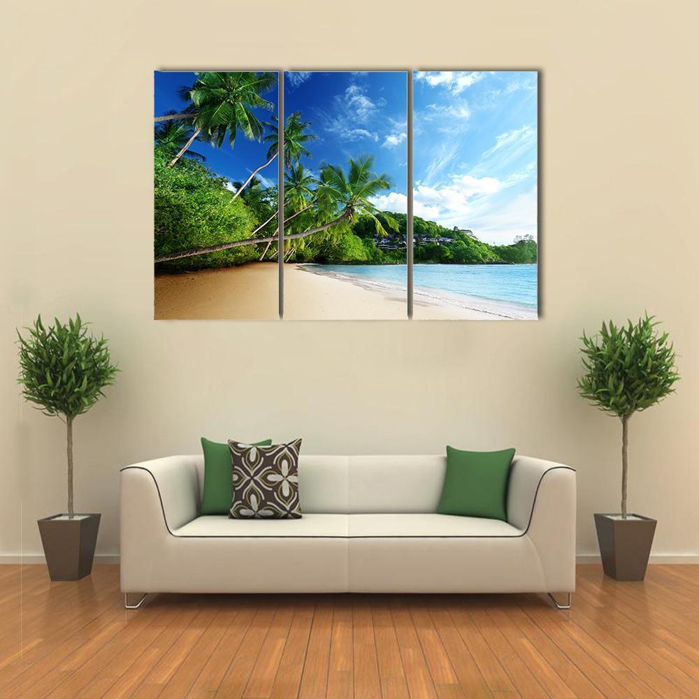 Sunset On Beach Anse Takamaka Canvas Wall Art-3 Horizontal-Gallery Wrap-37" x 24"-Tiaracle