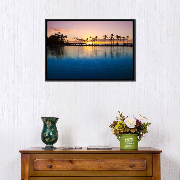 Sunset On Hawaii Beach Canvas Wall Art-3 Horizontal-Gallery Wrap-25" x 16"-Tiaracle