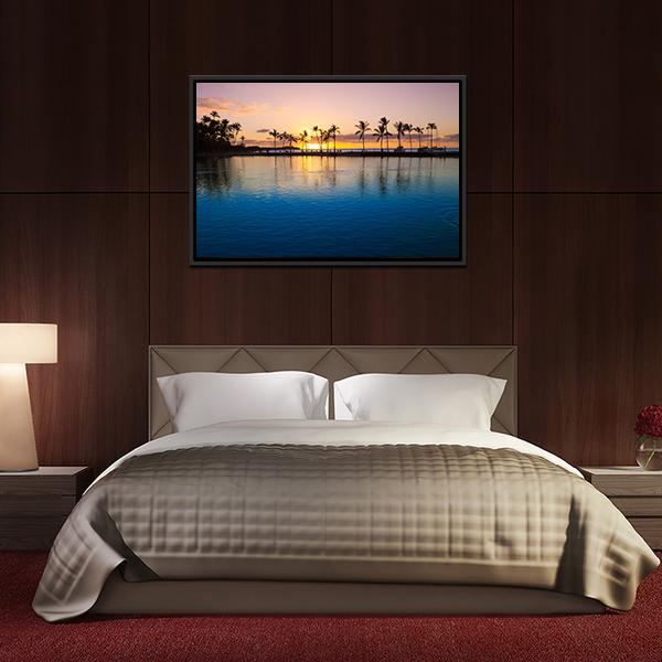 Sunset On Hawaii Beach Canvas Wall Art-3 Horizontal-Gallery Wrap-25" x 16"-Tiaracle