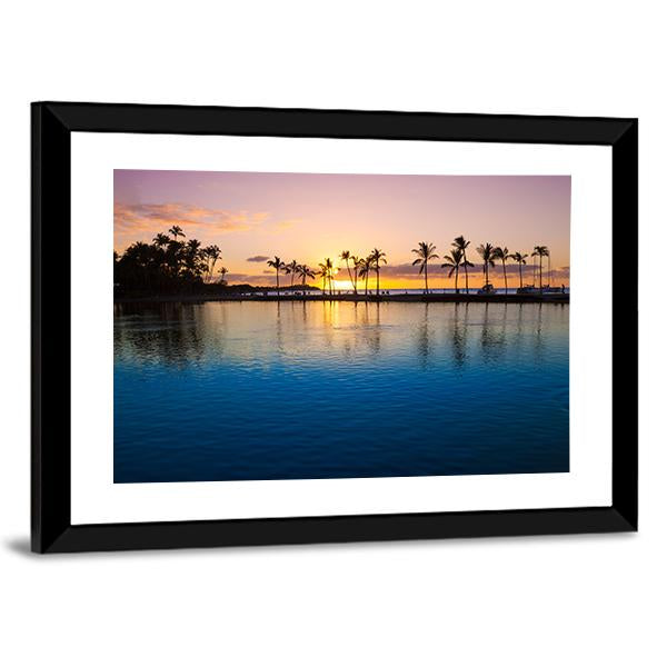 Sunset On Hawaii Beach Canvas Wall Art-3 Horizontal-Gallery Wrap-25" x 16"-Tiaracle