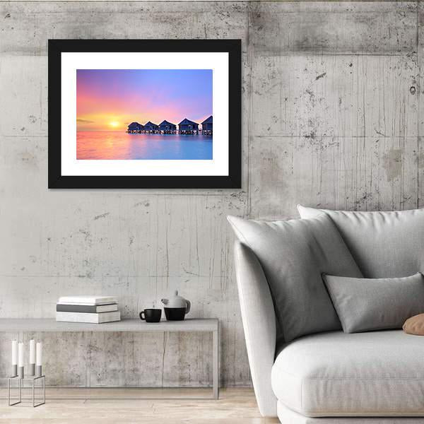 Sunset On Maldives Island Canvas Wall Art-3 Horizontal-Gallery Wrap-25" x 16"-Tiaracle