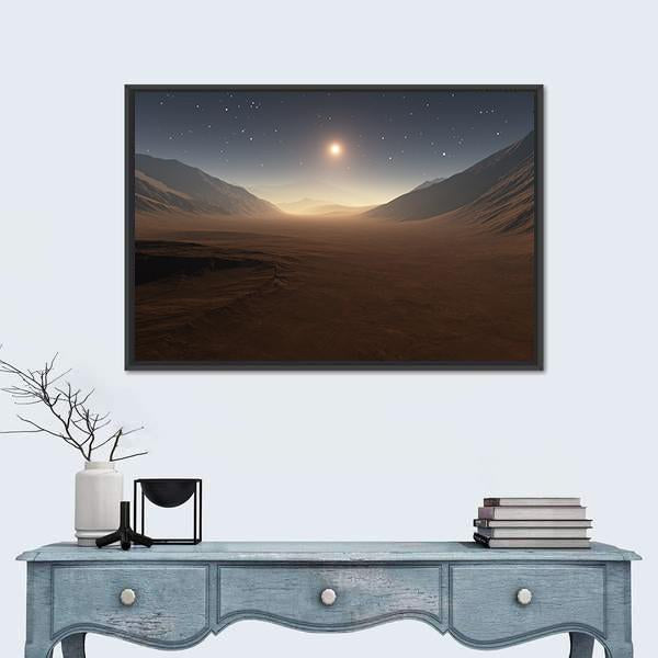 Sunset On Mars Canvas Wall Art-1 Piece-Floating Frame-24" x 16"-Tiaracle