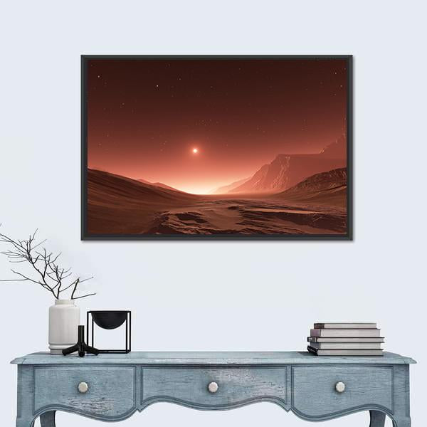 Sunset On Mars Canvas Wall Art-1 Piece-Floating Frame-24" x 16"-Tiaracle