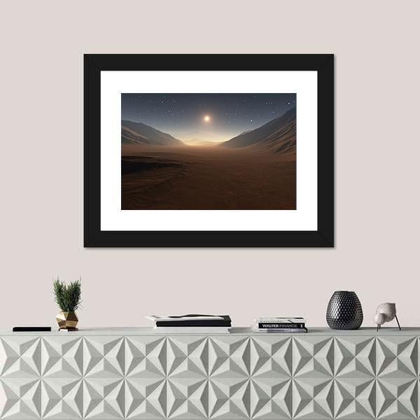 Sunset On Mars Canvas Wall Art-1 Piece-Framed Print-20" x 16"-Tiaracle