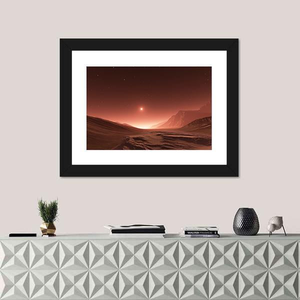 Sunset On Mars Canvas Wall Art-1 Piece-Framed Print-20" x 16"-Tiaracle