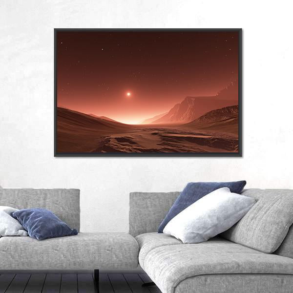 Sunset On Mars Canvas Wall Art-3 Horizontal-Gallery Wrap-25" x 16"-Tiaracle