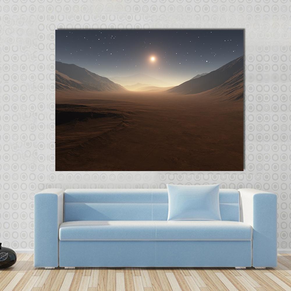 Sunset On Mars Canvas Wall Art-1 Piece-Gallery Wrap-48" x 32"-Tiaracle