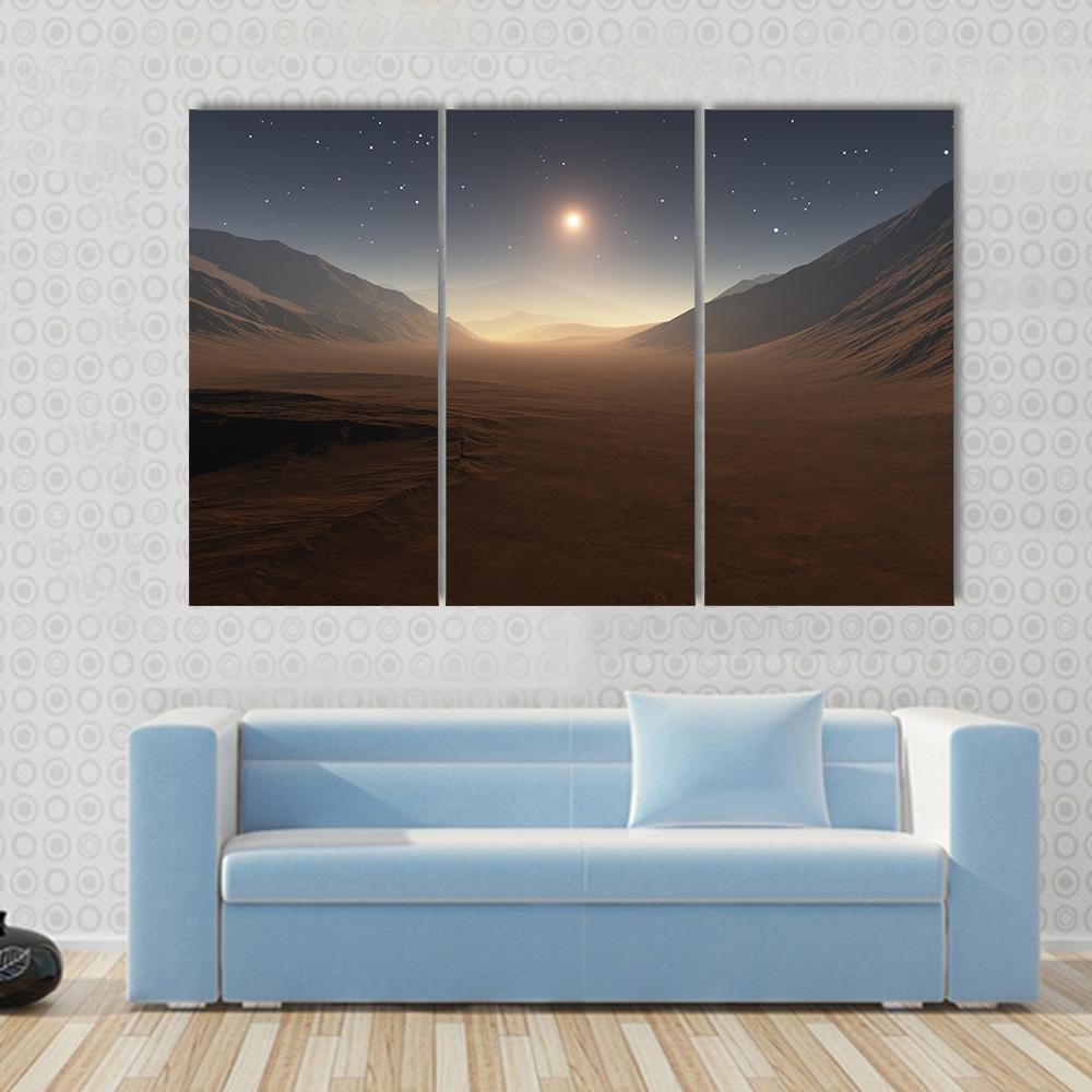 Sunset On Mars Canvas Wall Art-3 Horizontal-Gallery Wrap-37" x 24"-Tiaracle