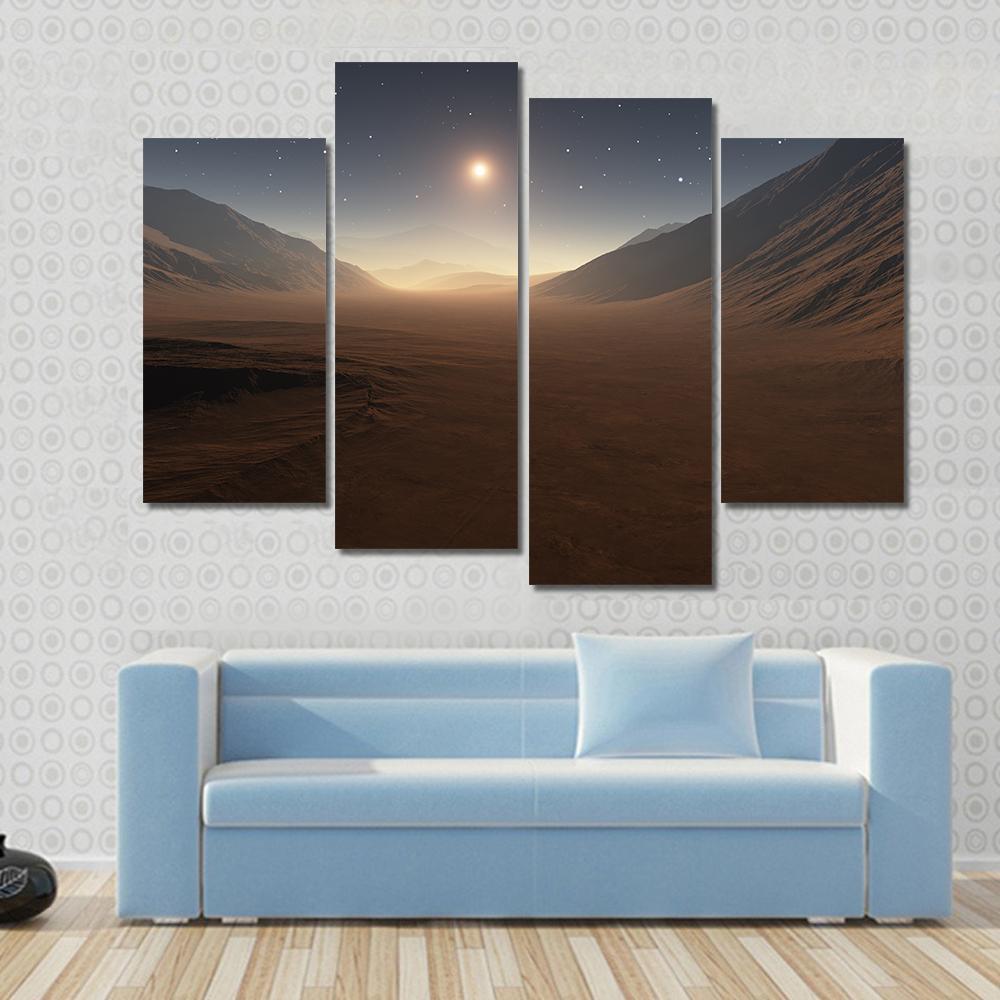 Sunset On Mars Canvas Wall Art-4 Pop-Gallery Wrap-50" x 32"-Tiaracle