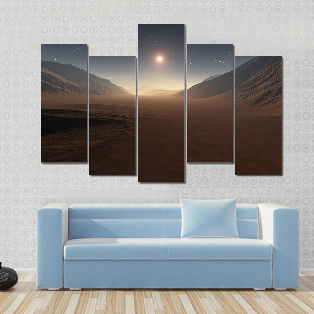 Sunset On Mars Canvas Wall Art-5 Pop-Gallery Wrap-47" x 32"-Tiaracle